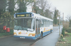 Burtons Coaches HX51 LRN (later R80 BCL) at Lakenheath - 23 Nov 2002 (502-14A)