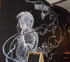 Painting at the entrance of restaurant.