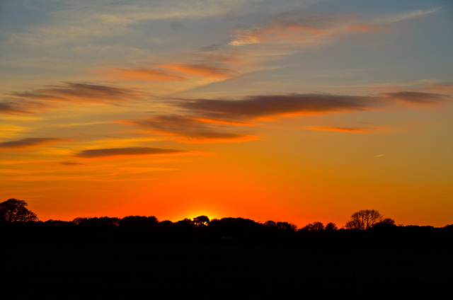 Sunset over Staffordshire fields