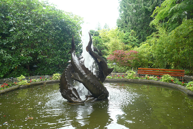 Fish Fountain At The Butchart Gardens