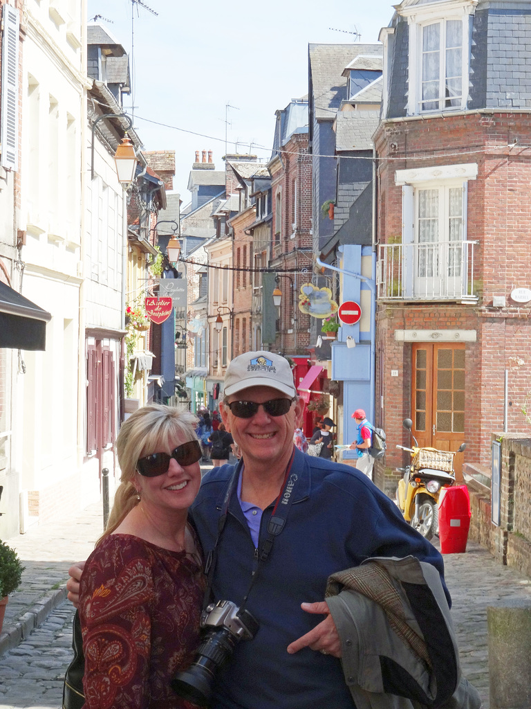 Our travel buddies posing happily in Honfleur