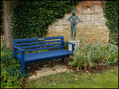 blue seat in the Turrill Garden