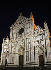 Firenze - The stunning facade of the Santa Croce Cathedral by night