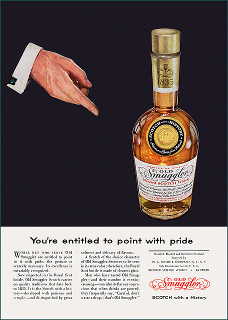 Old Smuggler Scotch Ad, 1956
