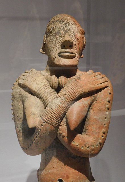Detail of the Kneeling Female with Crossed Arms from Mali in the Metropolitan Museum of Art, February 2020