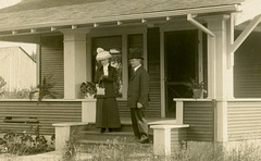 Ella and Her Husband on the Front Steps of Their New Home (Cropped)