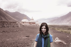 A traveller with a Tibetan hair in Diskit, Ladakh