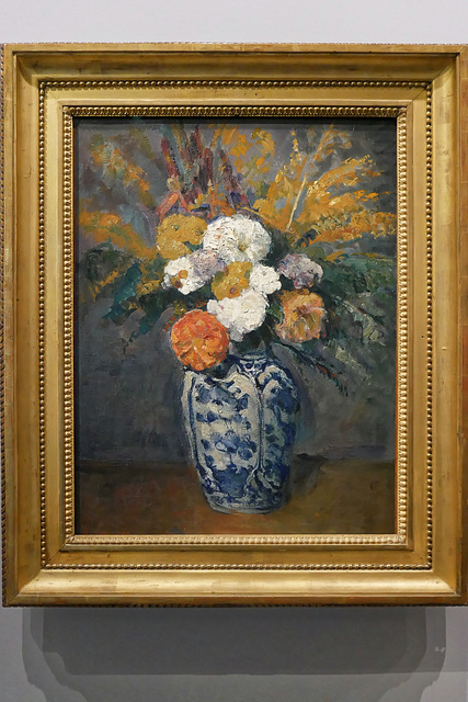 "Dahlias dans un grand vase de Delft" (Paul Cézanne - vers 1873)