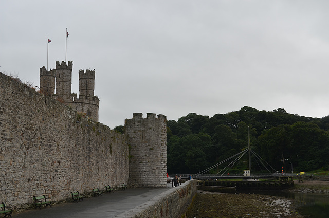 Caernarfon Castle and the Bridge across Afon Seiont