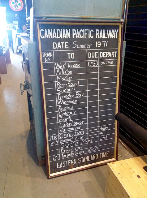 Canada 2016 – Toronto – Toronto Railway Museum – Canadian timetable