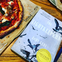 Reading with pizza