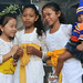 Young worshipers come to Pura Ponjok Batu