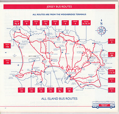 Jersey bus route map - Summer 1999