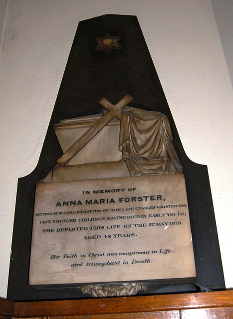 Memorial to Anna Maria Forester, Saint Matthew's Church, Walsall, West Midlands