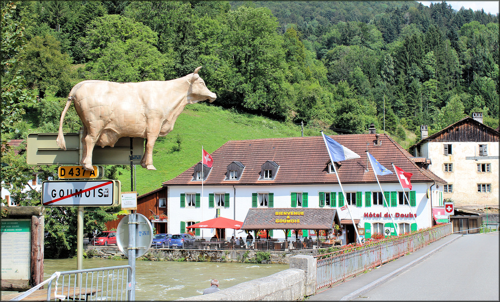 Goumois (France) (25) 31 juillet 2014. Vue en direction  de Goumois (Suisse).