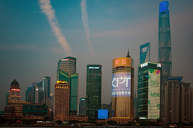 Shanghai skyline at the evening