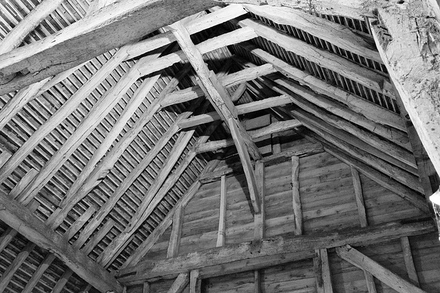 Roof timbers of Wanborough Great Barn