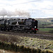 Bulleid West Country 34046 BRAUNTON at scout Green ,Shap with 1Z125 05.50 Rugby - Carlisle The Cumbrian Coast Express 9th April 2022.