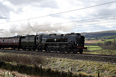 Bulleid Merchant Navy 34018 BRITISH INDIA LINE at Scout Green, Shap  with 1Z86 07.08 London Euston - Carlisle The Cumbrian Mountain Express 9th April 2022.