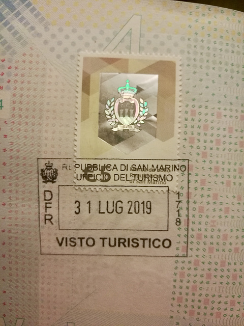 San Marino passport stamp