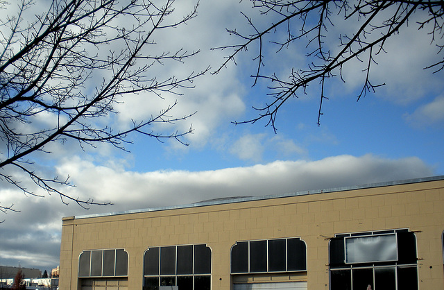 Warehouse with sky