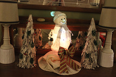 Lighted Snowman.  changes colors constantly...