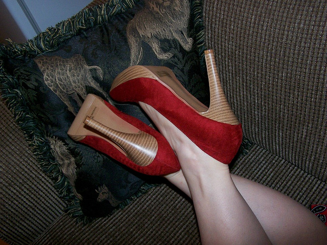 Tanya /  6 inch Red Suede Heels in the air !