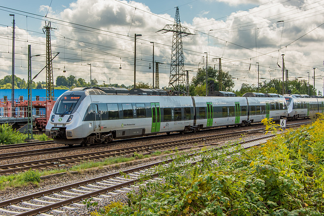 Ein Talent 2 der S-Bahn Mitteldeutschland verläßt Gößnitz auf dem Weg nach Halle/Saale Hbf