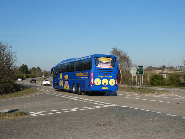 Freestone’s Coaches (Megabus contractor) YN14 FVR near Barton Mills - 25 Mar 2020 (P1060560)