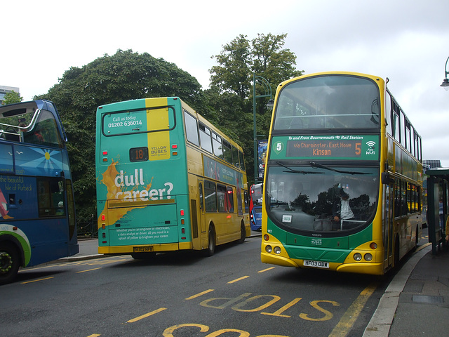 DSCF3909 Yellow Buses 432 (HJ02 HFC) and 182 (HF03 ODW) in Bournemouth - 30 Jul 2018