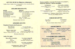 Programme du concert du Choeur77 à Courpière