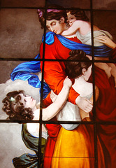 Detail of 'Charity' after a design by Sir Joshua Reynolds, a window by Eginton from Great Barr Church. Birmingham Museums and Art Gallery