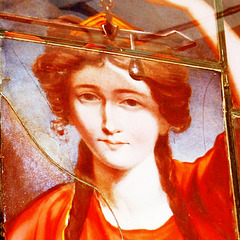 Detail of window after a painting by Reynolds. One of a pair of windows removed from Great Barr Church, West Midlands and now on display in Birmingham Museum