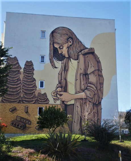 "Cork" - mural by Lidia Cao.