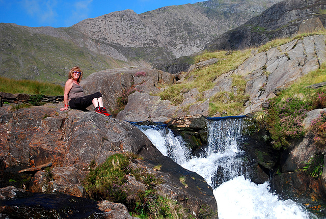 The ascent of Snowdon - Having a rest!