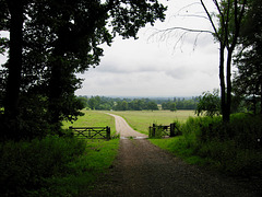 Looking towards Dunstall as the bridleway leaves the woodland.