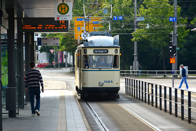 Leipzig 2015 – Straßenbahnmuseum – Tram 1464 and carriage 2012