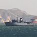 HUNT-class mine countermeasures vessel, HMS Hurworth (M39), anchored near cargo ship Star Hyperion (IMO: 9145956) in Weymouth Bay