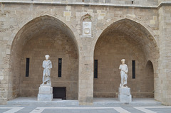 Rhodes, Statues in the Courtyard of the Palace of the Grand Master