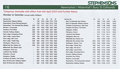 Stephensons service 16 timetable during Covid-19 restrictions