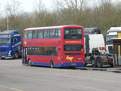 Brylaine Travel SN08 BXK at the Volvo depot near Ely - 21 Mar 2024 (P1170759)