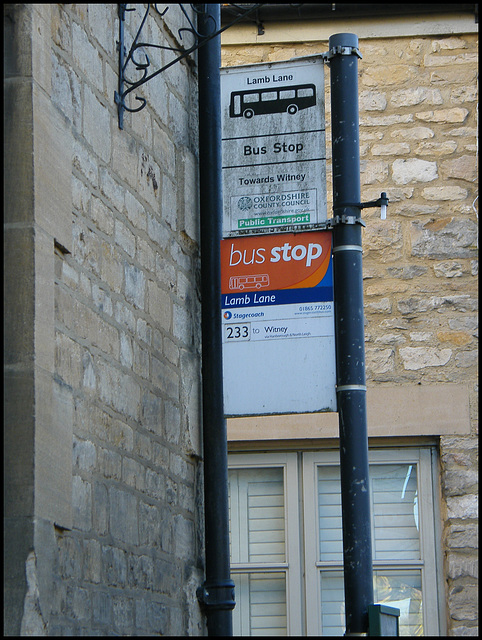 Lamb Lane bus stop signs