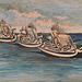 Detail of a Seascape with 3 Boats by Sadequain in the Metropolitan Museum of Art, September 2019