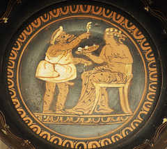 Detail of a Kylix with Dionysos and an Actor in the Getty Villa, June 2016
