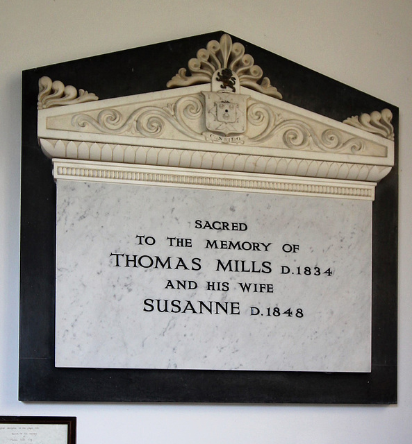 Memorial to Thomas and Susanne Mills, Great Saxham Church, Suffolk