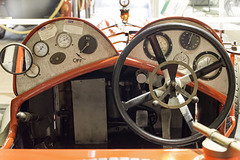 The cockpit view of a Vauxhall two seater sports car