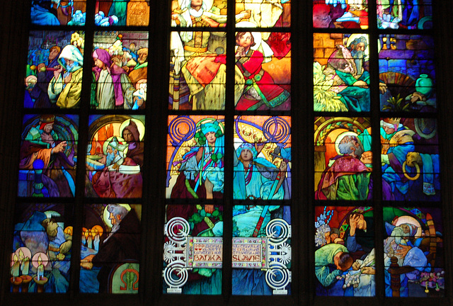 Stained Glass by Alfons Mucha, St Vitus Cathedral, Prague