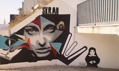 A face on the wall, by Skran.