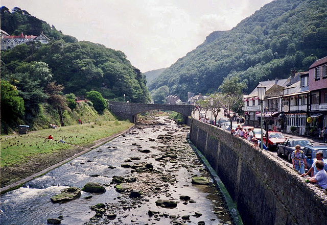 Looking upstream along the East Lyn River (Scan from July 1991)