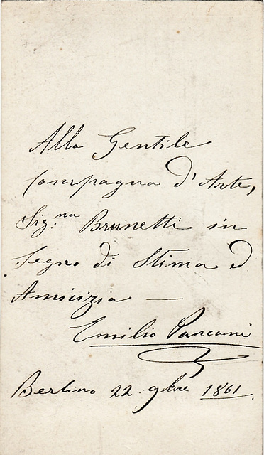 Emilio Pancani's autograph at the back